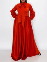 Solid Tied-Neck Maxi Dress