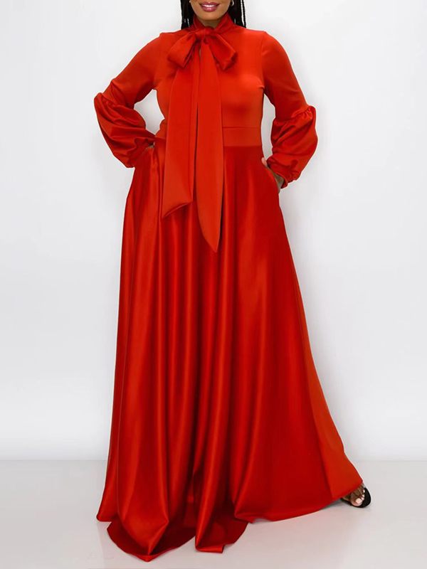 Solid Tied-Neck Maxi Dress