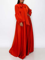 Solid Tied-Neck Maxi Dress