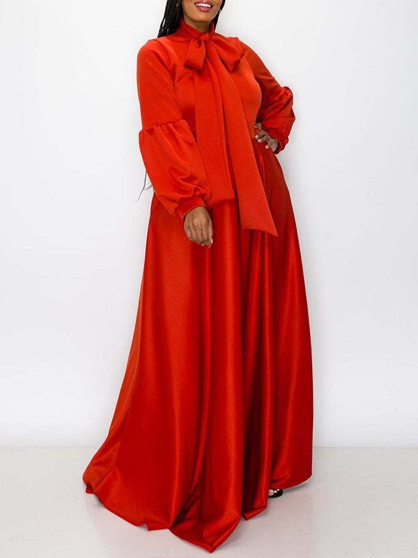Solid Tied-Neck Maxi Dress
