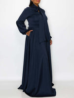 Solid Tied-Neck Maxi Dress