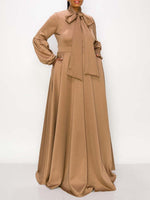 Solid Tied-Neck Maxi Dress