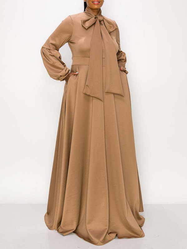 Solid Tied-Neck Maxi Dress