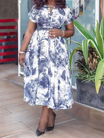 Printed Belted Shirt Dress