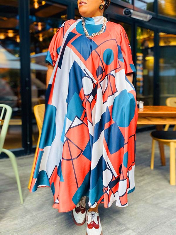 Printed Mock-Neck Dress