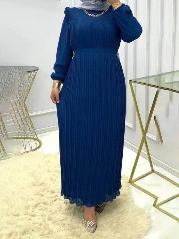 Solid Tied Pleated Dress