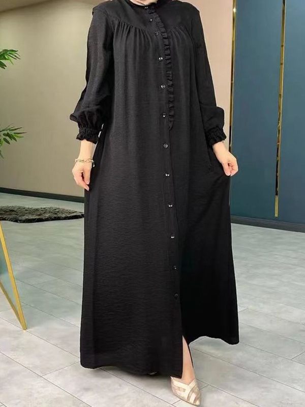 Solid Frilled Shirt Dress