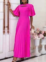 Puff-Sleeve Pleated Dress