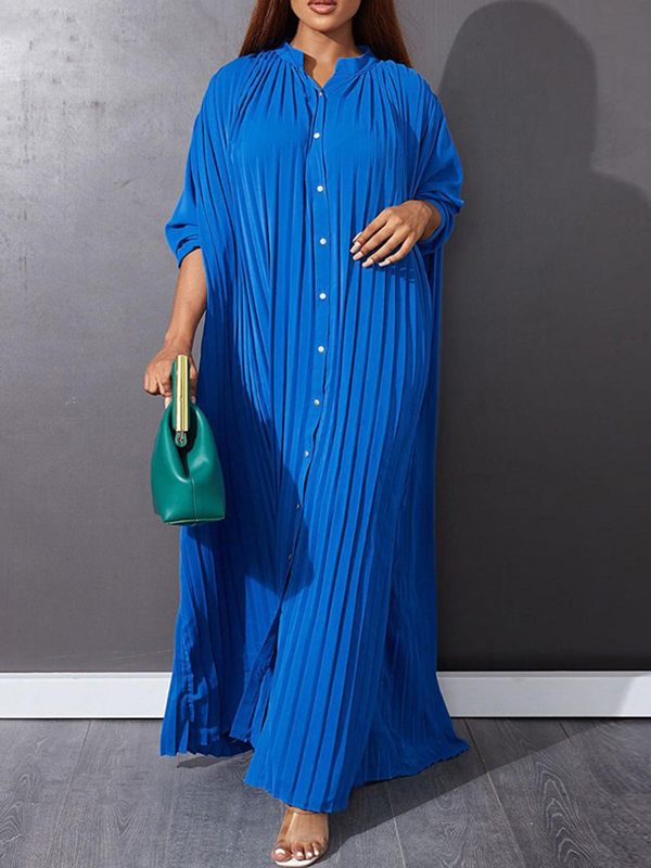 Button-Front Pleated Dress