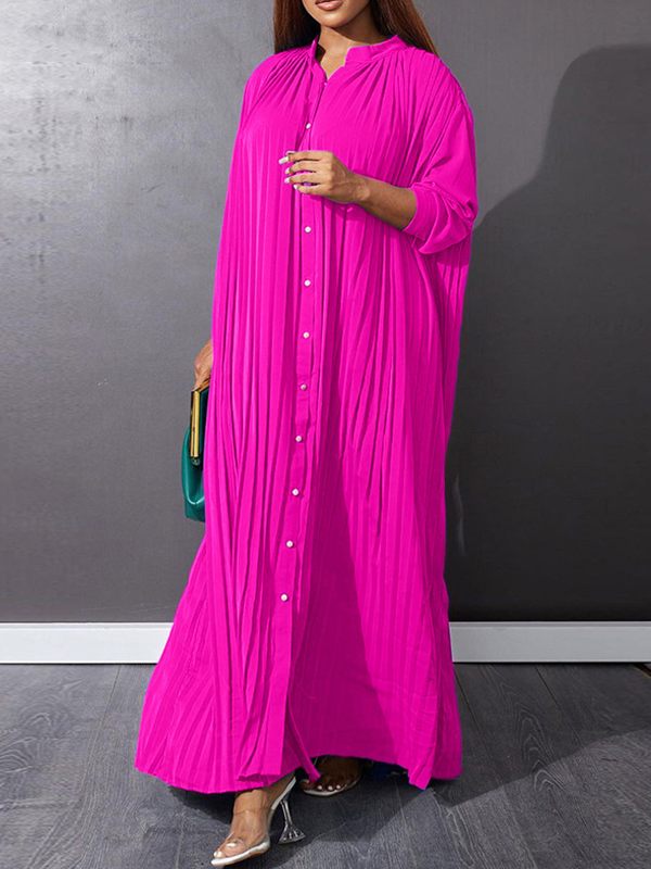 Button-Front Pleated Dress