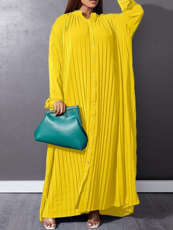 Button-Front Pleated Dress