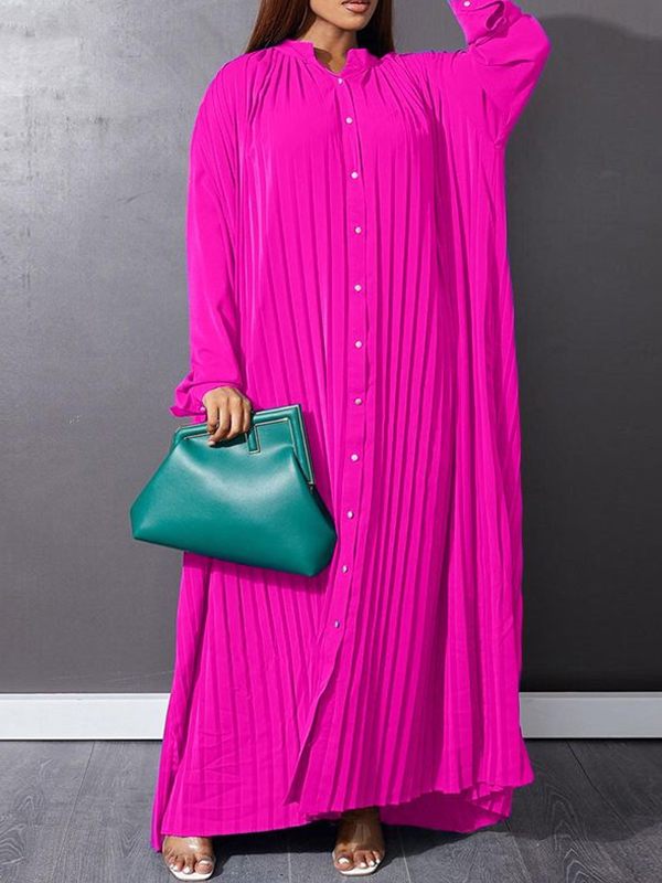 Button-Front Pleated Dress