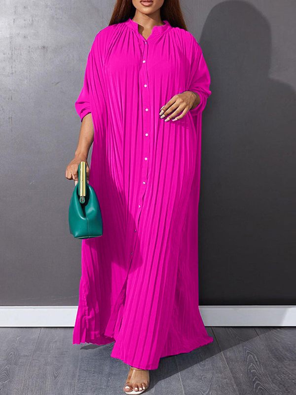 Button-Front Pleated Dress