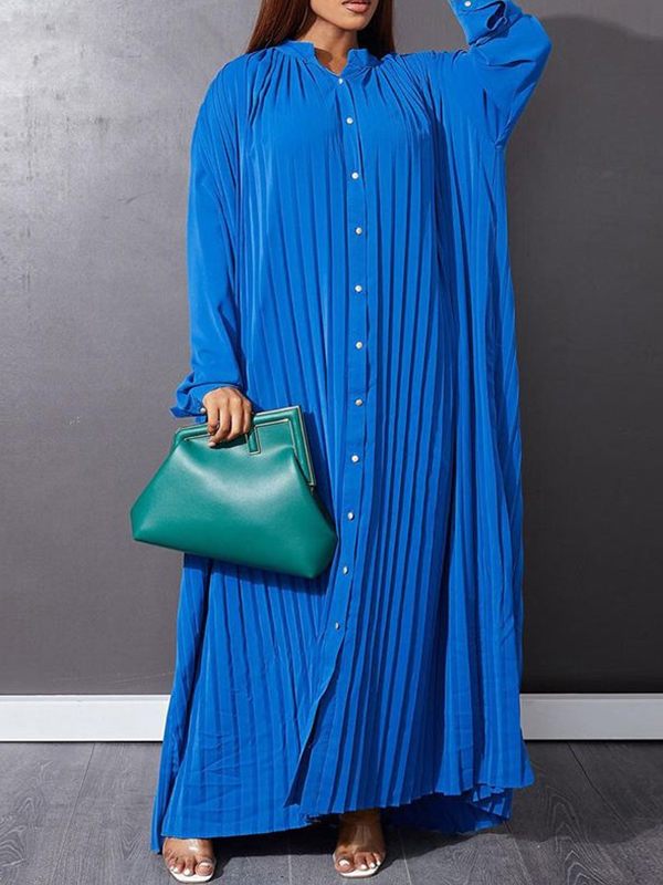Button-Front Pleated Dress
