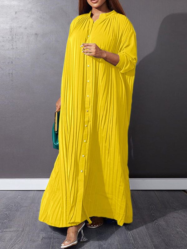 Button-Front Pleated Dress