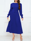 Solid Belted Pleated Dress