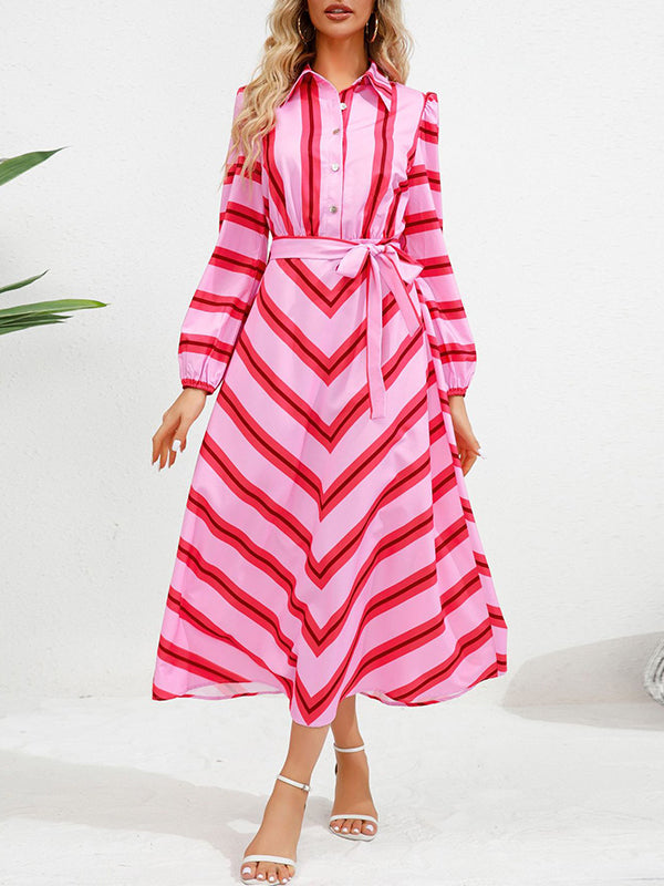 Stripe Tied Shirt Dress