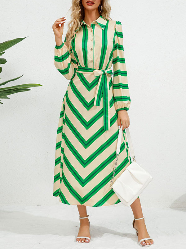 Stripe Tied Shirt Dress