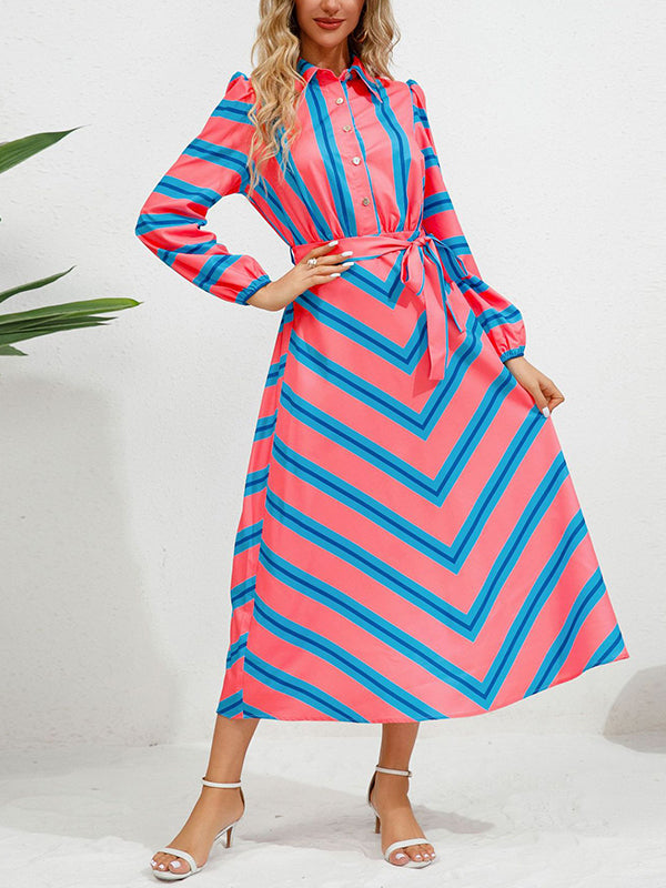 Stripe Tied Shirt Dress