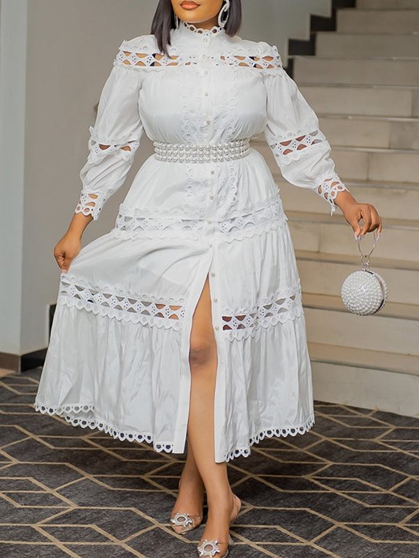 Lace Combo Shirt Dress