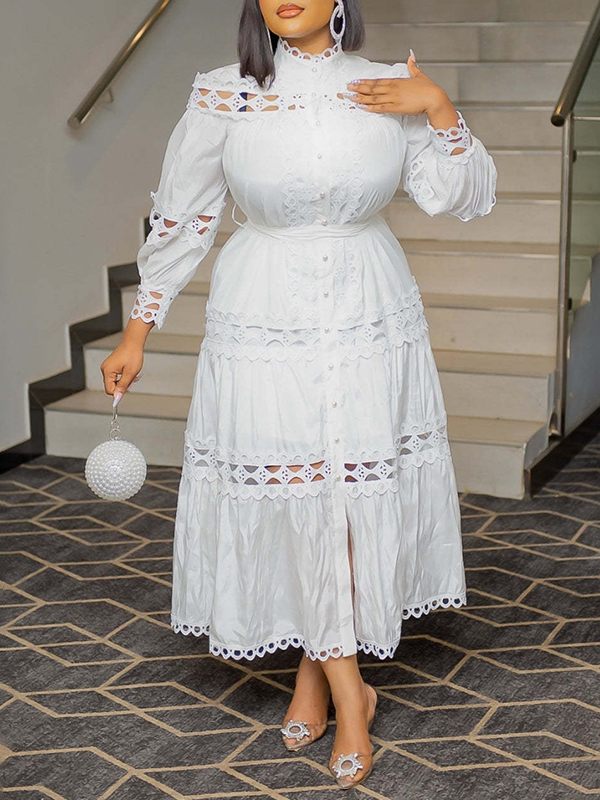 Lace Combo Shirt Dress