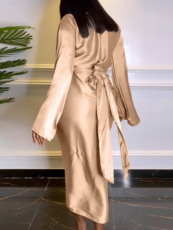 Beautiedoll Bell-Sleeve Top & Tied Skirt Set