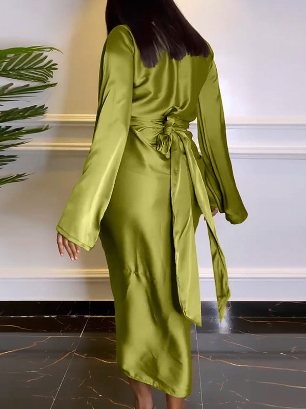 Beautiedoll Bell-Sleeve Top & Tied Skirt Set