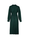 Solid Belted Pleated Dress
