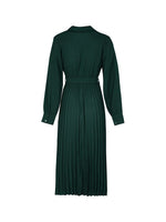 Solid Belted Pleated Dress