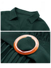 Solid Belted Pleated Dress