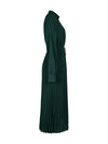 Solid Belted Pleated Dress