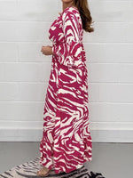 Printed V-Neck Ruffle Dress