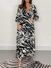 Printed V-Neck Ruffle Dress