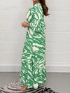 Printed V-Neck Ruffle Dress