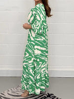 Printed V-Neck Ruffle Dress