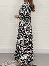 Printed V-Neck Ruffle Dress