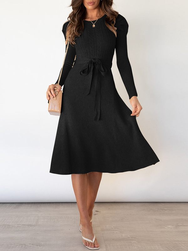 Solid Tied Knit Dress