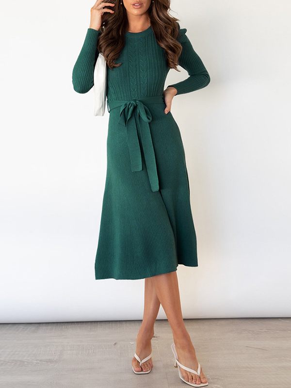 Solid Tied Knit Dress