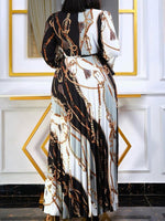 Beautiedoll Printed Tied Pleated Dress
