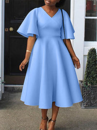 V-Neck Bell-Sleeve Dress