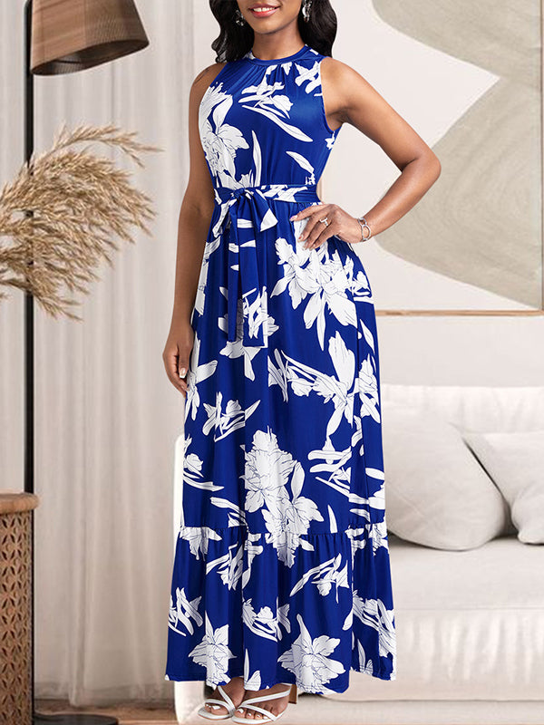 Printed Tied Sleeveless Dress