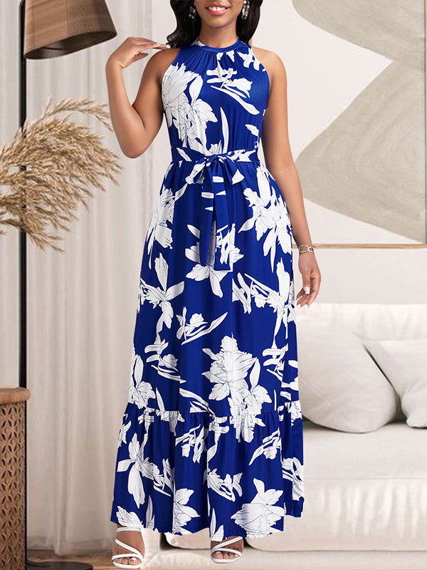 Printed Tied Sleeveless Dress