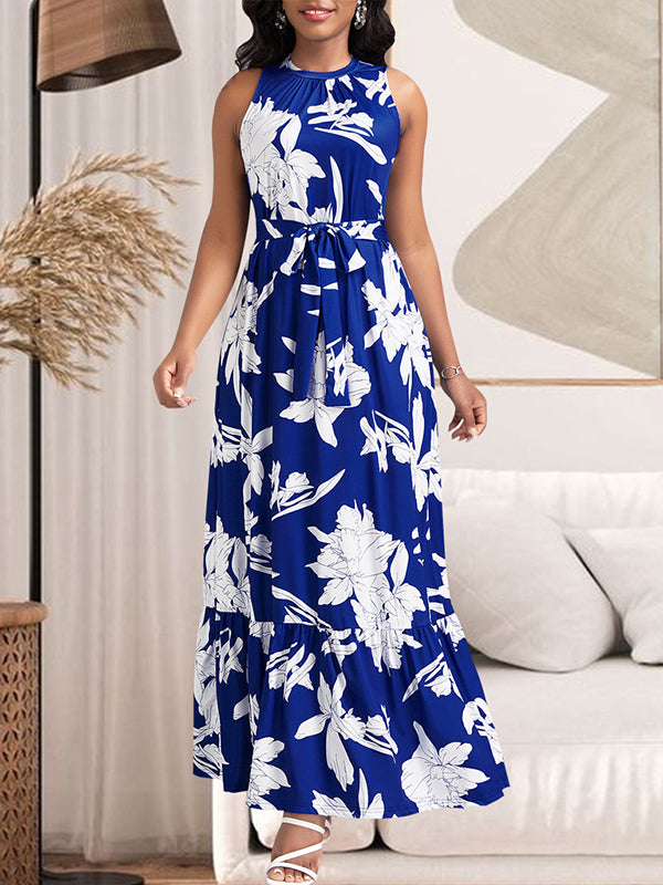 Printed Tied Sleeveless Dress