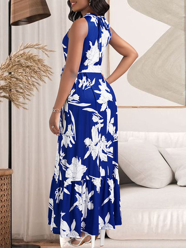 Printed Tied Sleeveless Dress