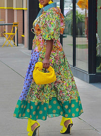 Printed Combo Shirt Dress