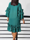 Solid Tied-Neck Frilled Dress