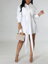 Solid Tied Shirt Dress