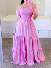 Solid Smocked Ruffle Dress