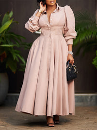 Solid Button-Front Shirt Dress