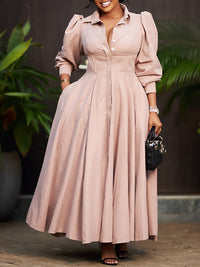 Solid Button-Front Shirt Dress